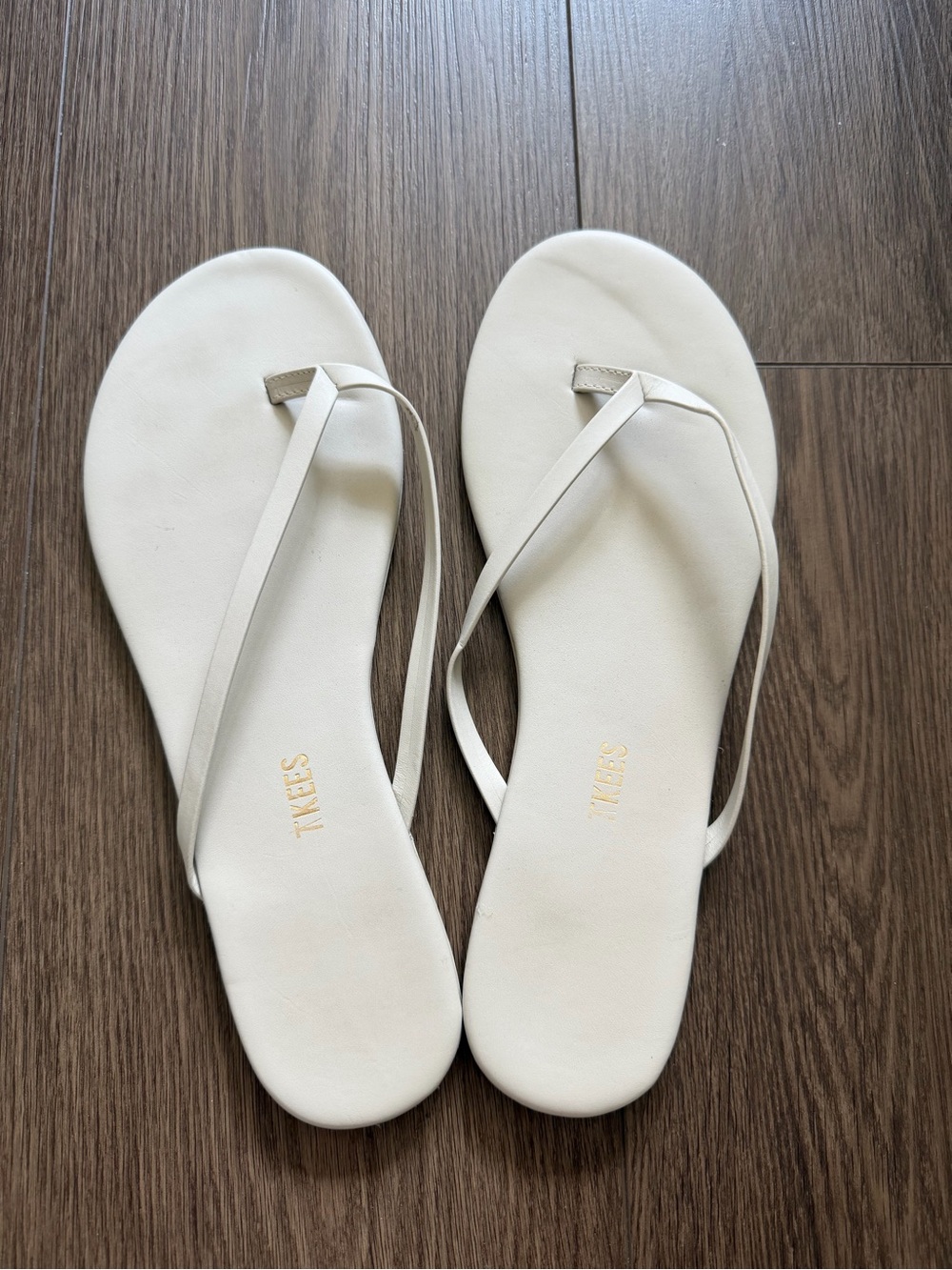 TKEES Ivory Minimalist Leather Flip Flop Sandals size 10